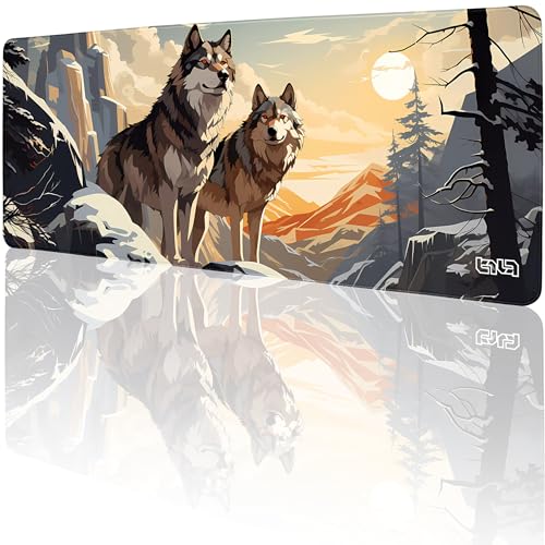 Tilt Schreibtischunterlage 80x30 cm Gaming Mauspad XXL | Rutschfester Mousepad Groß für Schreibtisch und PC Gadgets | Wasserdichter Desk Mat (Wolf Lands) von Tilt