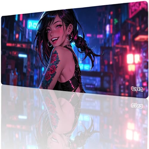 Tilt Schreibtischunterlage 90x40 cm Gaming Mauspad XXL | Rutschfester Mousepad Groß für Schreibtisch und PC Gadgets | Wasserdichter Desk Mat (Cyberpunk Passion) von Tilt