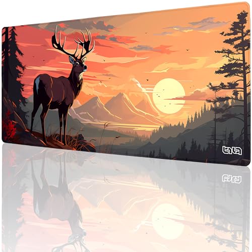 Tilt Schreibtischunterlage 90x40 cm Gaming Mauspad XXL | Rutschfester Mousepad Groß für Schreibtisch und PC Gadgets | Wasserdichter Desk Mat (Deer in the Reserve) von Tilt