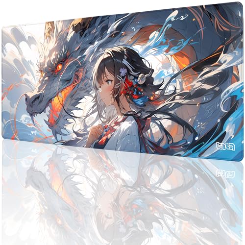 Tilt Schreibtischunterlage 90x40 cm Gaming Mauspad XXL | Rutschfester Mousepad Groß für Schreibtisch und PC Gadgets | Wasserdichter Desk Mat (Dragon Guardianess) von Tilt