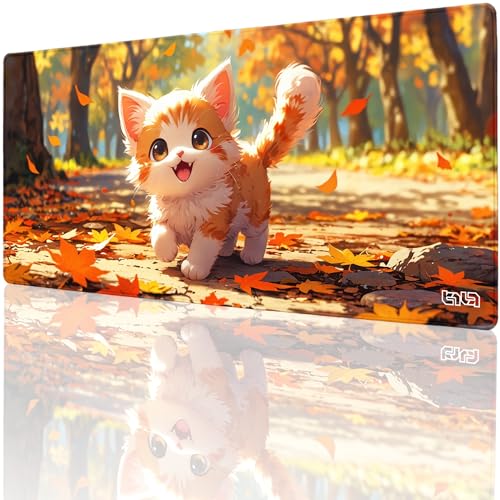 Tilt Schreibtischunterlage 90x40 cm Gaming Mauspad XXL | Rutschfester Mousepad Groß für Schreibtisch und PC Gadgets | Wasserdichter Desk Mat (Leafy Purrs) von Tilt