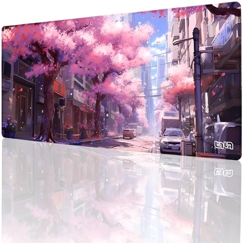 Tilt Schreibtischunterlage 90x40 cm Gaming Mauspad XXL | Rutschfester Mousepad Groß für Schreibtisch und PC Gadgets | Wasserdichter Desk Mat (Sakura City) von Tilt