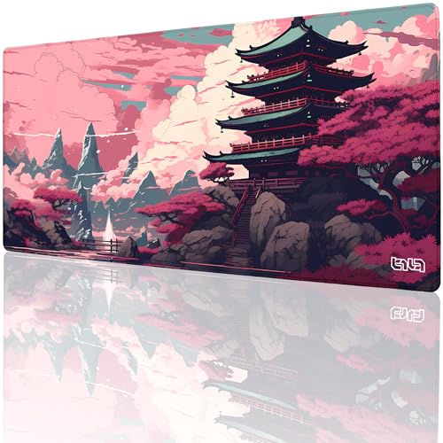 Tilt Schreibtischunterlage 90x40 cm Gaming Mauspad XXL | Rutschfester Mousepad Groß für Schreibtisch und PC Gadgets | Wasserdichter Desk Mat (Sakura Sanctuary) von Tilt