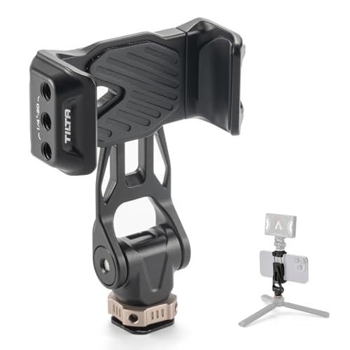 Tilta Drehbare Telefonhalterung, Handy Stativ Adapter mit Kaltem Schuh und 1/4"-20 Gewinde 360° Drehbar - Aluminium Schwarz TA-PMB2-B von Tilta