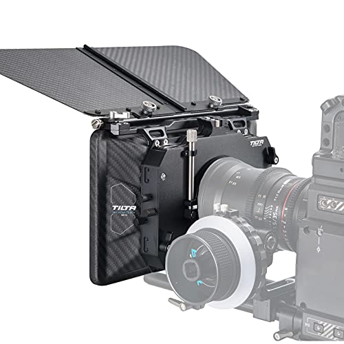 Tilta Matte Box für Studio Cinima Kameras, 3 Stück 4 x 5,65 Zoll Filterrahmen mit 5 Objektivadapterringen (134/114/110/95/80 mm) Karbonfaser Top Flag 5 Stück Front Matt 15 mm Stangenadapter MB-T12 von Tilta