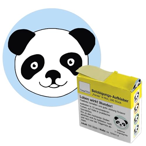 TimeTEX Belobigungs-Aufkleber "Panda" in Spender-Box - 500 Stück - 62217 von TimeTEX