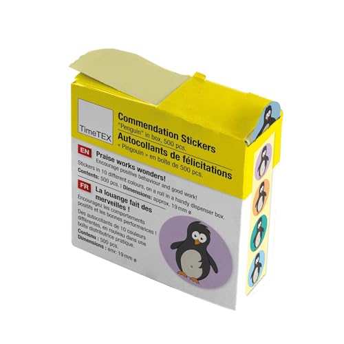 TimeTEX - Belobigungs-Aufkleber "Pinguin" | Lehrersticker für motivierendes Feedback | 500 Sticker in praktischer Spender-Box | 1 Motiv mit verschiedenfarbigen Hintergründen | 19 mm ø TimeTEX - Belobigungs-Aufkleber "Pinguin" | Lehrersticker für motivierendes Feedback | 500 Sticker in praktischer Spender-Box | 1 Motiv mit verschiedenfarbigen Hintergründen | 19 mm ø von TimeTEX