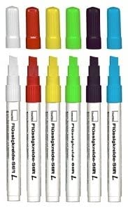 TimeTEX Flüssigkreide-Stift L - Set 6-tlg. - weiß + rot + gelb + grün + blau + schwarz - für Tafeln und alle glatten Oberflächen - TimeTEX 62417 von TimeTEX