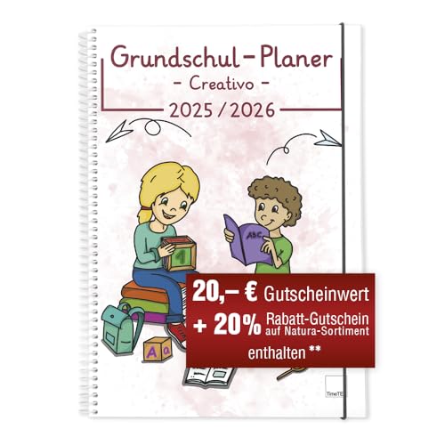 TimeTEX Grundschul-Planer Creativo mit Ringbindung - A4 - Schuljahr 2025-2026 - Terminplaner für die Grundschule - Lehrerkalender - Schulplaner - 10416 von TimeTEX