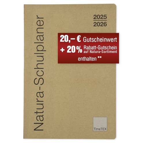 TimeTEX Natura-Schulplaner A5 mit Karton-Cover - Schuljahr 2025-2026 - Lehrerkalender - Lehrertimer - 10753 von TimeTEX