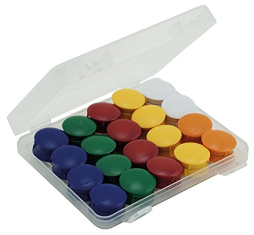 TimeTEX Set Haft-Magnete in Box - 40 Stück - je 8 Magnete in den Farben: gelb - rot - grün - blau - und je 4 Magnete in den Farben orange - weiß - - rund - starke Magnethaftung - 93338 von TimeTEX