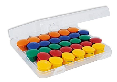 TimeTEX Set Haft-Magnete in Box - 72 Stück - je 12 Magnete in den Farben: gelb - rot - grün - blau - orange - weiß - rund - starke Magnethaftung - 93327 von TimeTEX