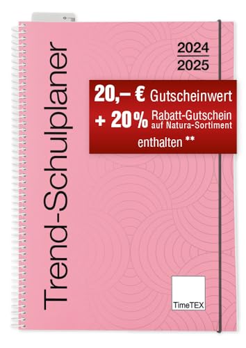 TimeTEX Trend-Schulplaner A5 Flamingo - Ringbuch mit Verschlußgummi - Schuljahr 2024-2025 - Lehrerkalender - Unterrichtsplaner - TimeTEX 10590 von TimeTEX