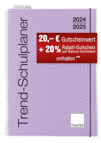 TimeTEX Trend-Schulplaner A5 Flieder - Ringbuch - Schuljahr 2024-2025 - Lehrerkalender - Unterrichtsplaner - Timetex 10593 von TimeTEX