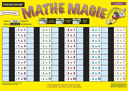 TimeTEX - Zaubertafel "Mathematik" - Division Ergebnis | Rechen-Tafel mit Selbstkontrolle zum spielerischen Lernen und Üben von Division | Inhalt: Division Ergebnis von TimeTEX