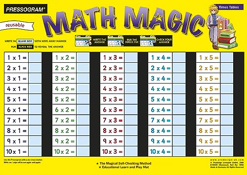 TimeTEX - Zaubertafel "Mathematik" - Englisch Kleines 1 x 1 | Rechen-Tafel mit Selbstkontrolle zum spielerischen Lernen und Üben von Multiplikation auf englisch | Inhalt: Englisch Kleines 1 x 1 von TimeTEX