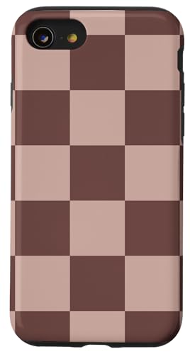 Braunes Schachbrettmuster, kariert Hülle für iPhone SE (2020) / 7 / 8 von Timeless Checkered Pattern Designs