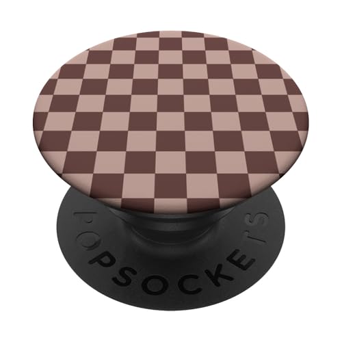 Braunes Schachbrettmuster, kariert PopSockets Klebender PopGrip von Timeless Checkered Pattern Designs