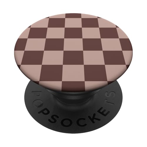 Braunes Schachbrettmuster, kariert PopSockets Klebender PopGrip von Timeless Checkered Pattern Designs