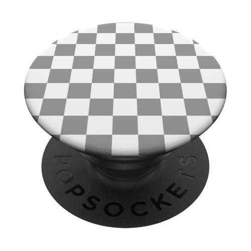 Grau, Schachbrettmuster, kariert PopSockets Klebender PopGrip Grau, Schachbrettmuster, kariert PopSockets Klebender PopGrip von Timeless Checkered Pattern Designs