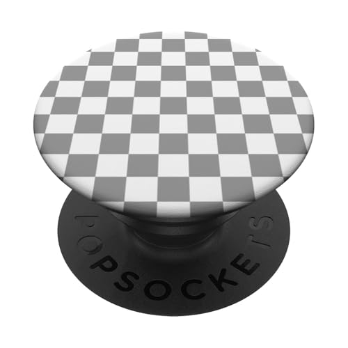 Grau, Schachbrettmuster, kariert PopSockets Klebender PopGrip von Timeless Checkered Pattern Designs