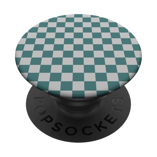 Grün und Grau, Schachbrettmuster, kariert PopSockets Klebender PopGrip von Timeless Checkered Pattern Designs