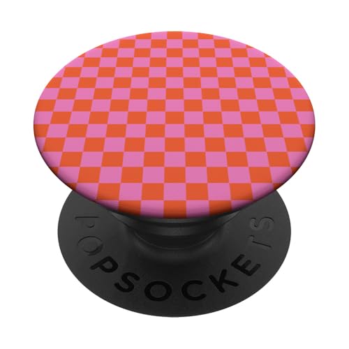 Orange und Rosa, Schachbrettmuster, kariert PopSockets Klebender PopGrip Orange und Rosa, Schachbrettmuster, kariert PopSockets Klebender PopGrip von Timeless Checkered Pattern Designs