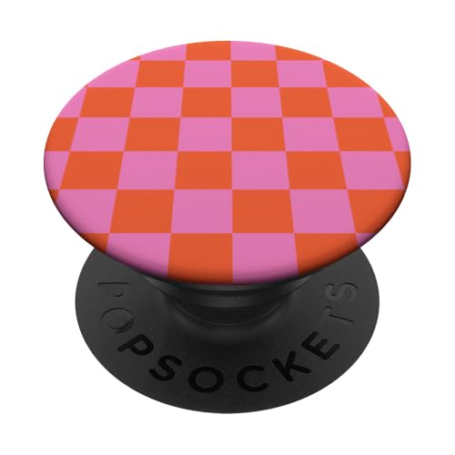 Orange und Rosa, Schachbrettmuster, kariert PopSockets Klebender PopGrip Orange und Rosa, Schachbrettmuster, kariert PopSockets Klebender PopGrip von Timeless Checkered Pattern Designs