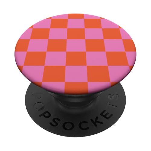 Rosa & Orange, Schachbrettmuster, kariert PopSockets Klebender PopGrip Rosa & Orange, Schachbrettmuster, kariert PopSockets Klebender PopGrip von Timeless Checkered Pattern Designs