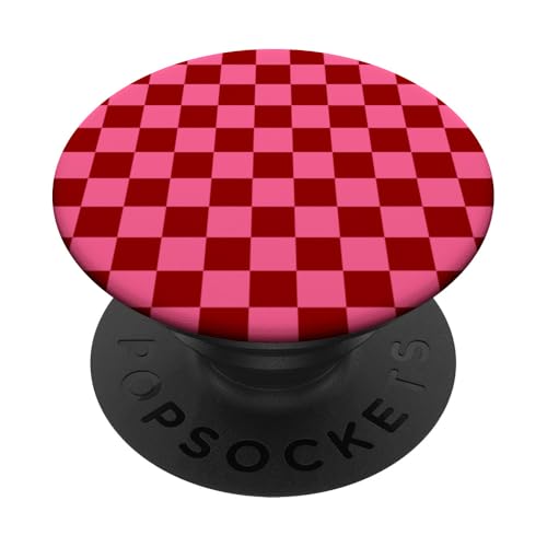 Rosa & Rot, Schachbrettmuster, kariert PopSockets Klebender PopGrip Rosa & Rot, Schachbrettmuster, kariert PopSockets Klebender PopGrip von Timeless Checkered Pattern Designs