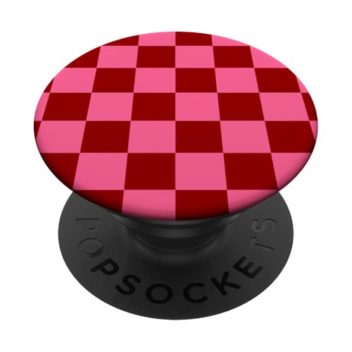 Rosa & Rot, Schachbrettmuster, kariert PopSockets Klebender PopGrip Rosa & Rot, Schachbrettmuster, kariert PopSockets Klebender PopGrip von Timeless Checkered Pattern Designs