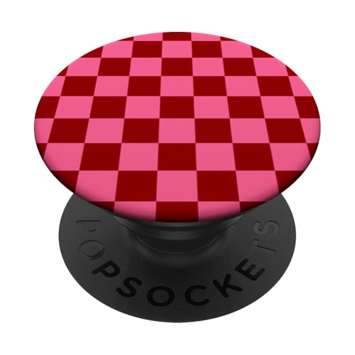 Rot & Rosa, Schachbrettmuster, kariert PopSockets Klebender PopGrip Rot & Rosa, Schachbrettmuster, kariert PopSockets Klebender PopGrip von Timeless Checkered Pattern Designs