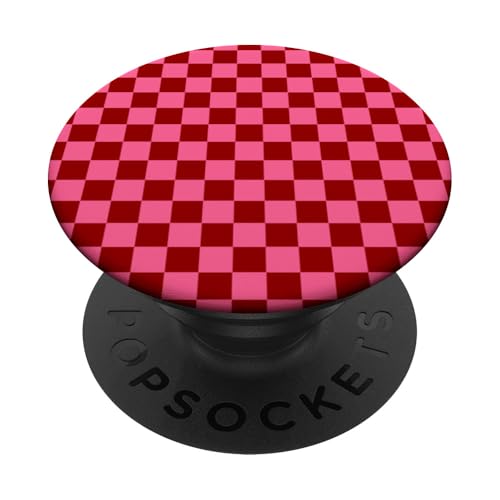Schachbrettmuster in Rot und Rosa, kariert PopSockets Klebender PopGrip von Timeless Checkered Pattern Designs