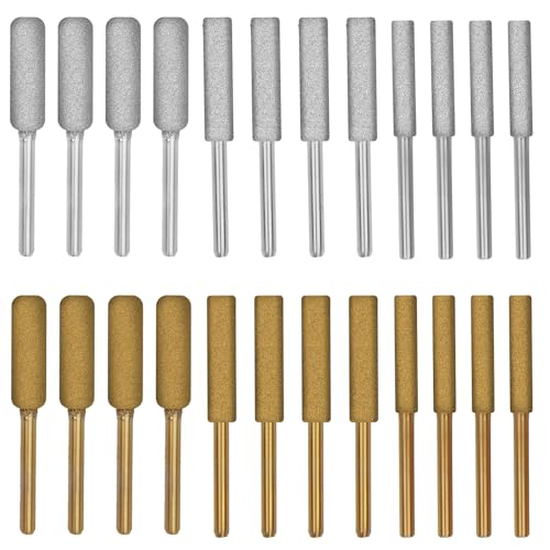 24 Stück Diamant-Kettensägenschärfer, hohe Härte, Kettensägenschärfen, Schleifketten-Frässtein-Feilen-Set, 4,0/4,8/5,5 mm Kettensägen-Kettenschärfer-Bits, Titanbeschichtetes 24 Stück Diamant-Kettensägenschärfer, hohe Härte, Kettensägenschärfen, Schleifketten-Frässtein-Feilen-Set, 4,0/4,8/5,5 mm Kettensägen-Kettenschärfer-Bits, Titanbeschichtetes von Times Mark