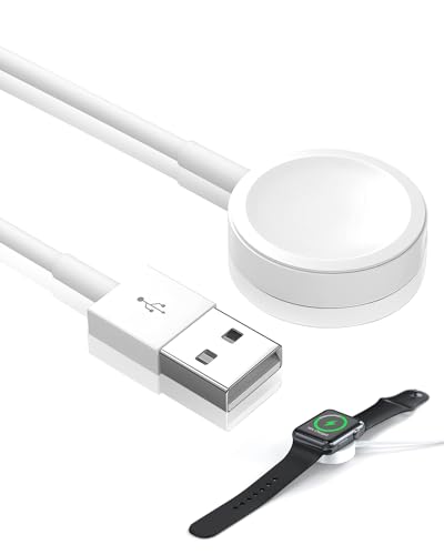 Schnelles kabelloses Ladekabel für Apple Watch [MFi-zertifiziert], 1 m magnetisches Uhren-Ladekabel, kompatibel mit iWatch Serie 9/8/7/6/5/4/3/2/SE/Ultra 2/Ultra – tragbares USB-Ladekabel von Times Mark