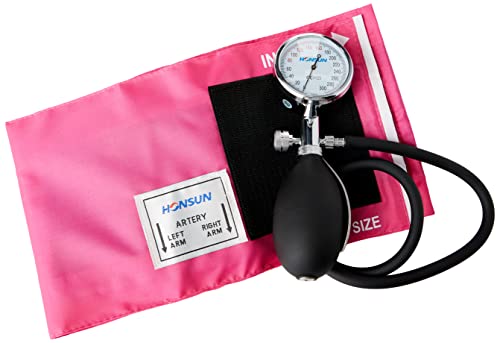 Timesco D05.110P Aneroid-Blutdruckmessgerät, Saphir, Handgriff, rosa Manschette von Timesco
