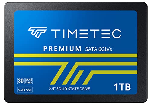 Timetec 1 TB SSD 3D NAND QLC SATA III 6 Gb/s 2,5 Zoll 7 mm (0,28 Zoll) Lesegeschwindigkeit Bis zu 510 MB/s SLC-Cache-Leistungssteigerung Internes Solid-State-Laufwerk für PC Desktop und Laptop von Timetec