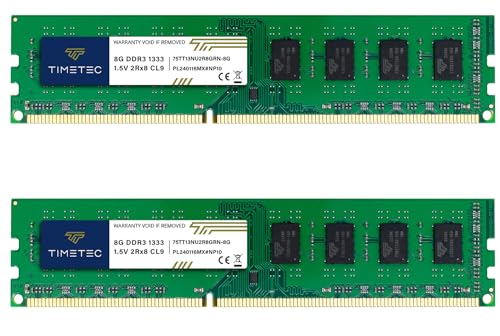 Timetec 16 GB KIT (2 x 8 GB) DDR3 1333 MHz PC3-10600 Non-ECC ungepuffert 1,5 V CL9 2Rx8 Dual Rank 240 Pin UDIMM PC Desktop Computer Arbeitsspeicher RAM Modul Upgrade (16 GB KIT (2 x 8 GB)) von Timetec