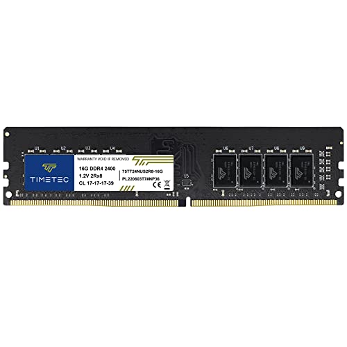 Timetec 16GB DDR4 2400MHz PC4-19200 Non-ECC Unbuffered 1.2V CL17 2Rx8 Dual Rank 288 Pin UDIMM Desktop PC Computer Memory RAM Module Upgrade (16GB) von Timetec