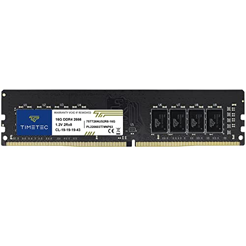 Timetec 16GB DDR4 2666MHz PC4-21300 Non-ECC Unbuffered 1.2V CL19 2Rx8 Dual Rank 288 Pin UDIMM Desktop Memory RAM Module Upgrade (16GB) von Timetec