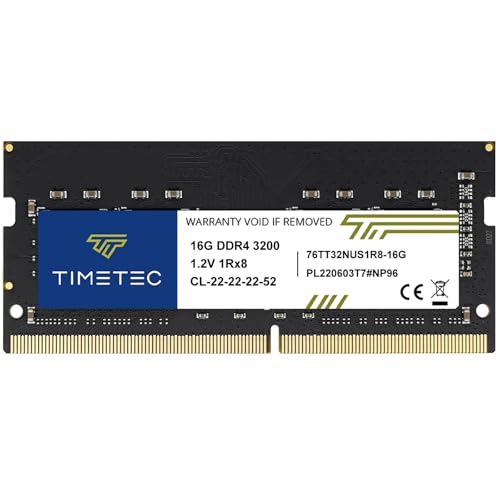 Timetec 16GB DDR4 3200MHz PC4-25600 Non-ECC Unbuffered 1.2V CL22 1Rx8 Single Rank 260 Pin SODIMM Kompatibel mit AMD und Intel Gaming Laptop Notebook PC Computer Speicher RAM Modul Upgrade (16GB) von Timetec