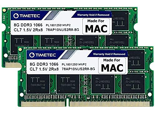 Timetec 16GB KIT(2x8GB) kompatibel für Apple DDR3 1067MHz/1066MHz PC3-8500 RAM für Mac Book(Mitte 2010 13 Zoll), Mac Book Pro(Mitte 2010 13 Zoll), iMac(Ende 2009 27 Zoll), Mac Mini(Mitte 2010) RAM von Timetec
