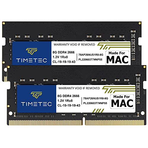 Timetec 16GB KIT (2x8GB) Kompatibel für Apple DDR4 2666MHz/2667MHz für Mitte 2020 iMac 20,1/20,2/Mitte 2019 iMac19,1 27 Zoll mit Retina 5K, Ende 2018 Mac Mini (8,1) PC4-21333/PC4-21300 MAC-RAM von Timetec
