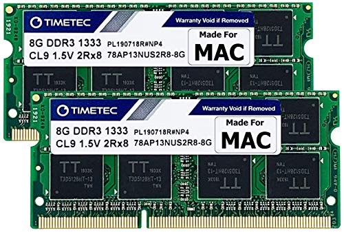 Timetec 16GB KIT (2x8GB) kompatibel für Apple DDR3 1333MHz PC3-10600 CL9 für Mac Book Pro (Anfang/Ende 2011), iMac (Mitte 2010, Mitte/Ende 2011), Mac Mini 2011 MAC-RAM-Upgrade von Timetec