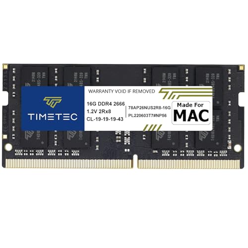 Timetec 16GB kompatibel für Apple DDR4 2666MHz für Mitte 2020 iMac20,1/20,2/Mitte 2019 iMac19,1 27 Zoll mit Retina 5K Display, Ende 2018 Mac mini (8,1) PC4-21333/PC4-21300 SODIMM-MAC-RAM-Upgrade von Timetec