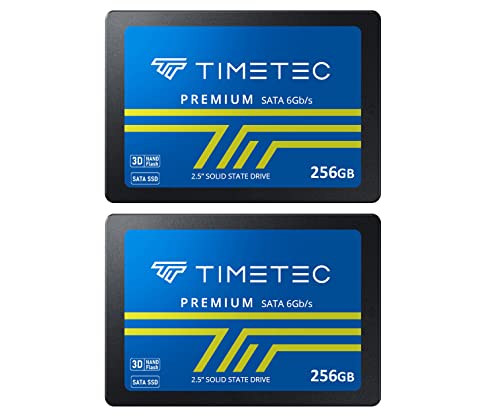 Timetec 256 GB x 2 (2 Stück) SSD 3D NAND QLC SATA III 6 Gb/s 2,5 Zoll 7 mm (0,28 Zoll) Lesegeschwindigkeit bis zu 530 MB/s SLC Cache Performance Boost Interner Solid State Drive für PC Computer Desktop und Laptop von Timetec