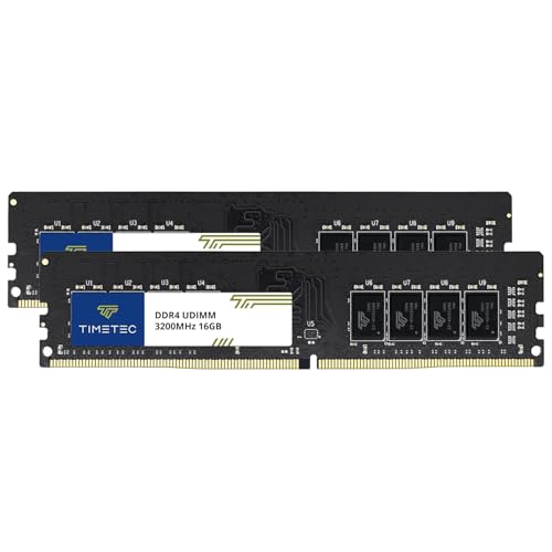 Timetec 32 GB KIT (2 x 16 GB) DDR4 3200 MHz PC4-25600 CL16 1,35 V Nicht-ECC ungepuffert Entwickelt für Gaming und Grafik Kompatibel mit AMD und Intel Desktop-PC-Computer-Speichermodul-Upgrade von Timetec