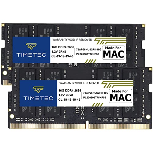 Timetec 32 GB KIT (2 x 16 GB) kompatibel mit Apple DDR4 2666 MHz 2667 MHz für Mitte 2020 iMac (20,120,2) Mitte 2019 iMac (19,1) 27 Zoll wRetina 5K, Ende 2018 Mac Mini (8,1) PC421333 PC421300 von Timetec