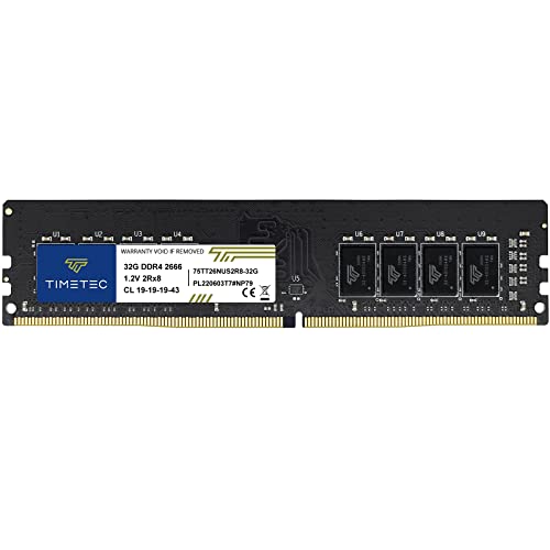 Timetec 32GB DDR4 2666MHz PC4-21300 Non-ECC Unbuffered 1.2V CL19 2Rx8 Dual Rank 288 Pin UDIMM Desktop PC Computer Speicher RAM Modul Upgrade (32GB) von Timetec