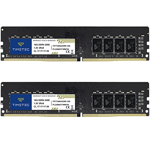 Timetec 32GB KIT(2x16GB) DDR4 2400MHz PC4-19200 Non-ECC Unbuffered 1.2V CL17 2Rx8 Dual Rank 288 Pin UDIMM Desktop PC Computer Memory RAM Module Upgrade (32GB KIT(2x16GB)) von Timetec